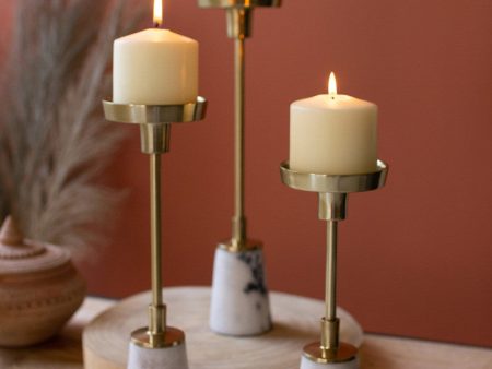 Kalalou Marble Based 14.5 in. Pillar Candle Holders (Set of 3) on Sale