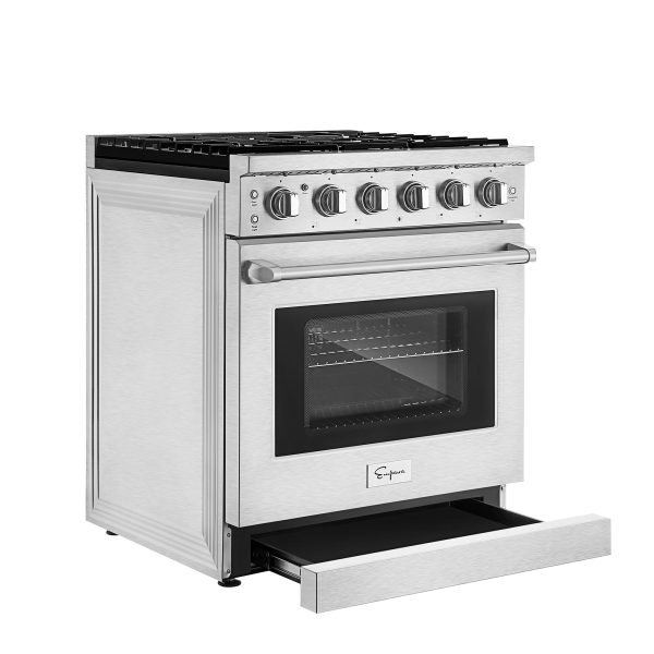 Empava 30 In. Pro-Style Freestanding Gas on Gas Range in Stainless Steel (30GR10) Online Sale