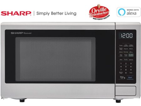 Sharp 1.1 cu. ft. 21 in. Countertop Microwave with Alexa-Enabled Controls in Stainless Steel (SMC1139FS) Discount