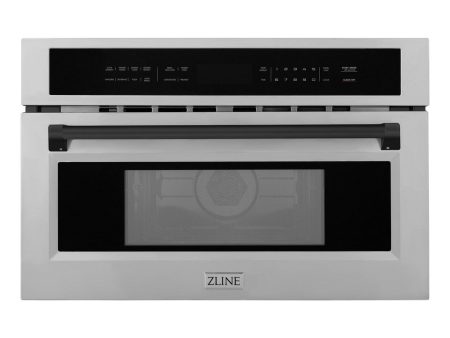 ZLINE Autograph Edition 30 in. 1.6 cu ft. Built-in Convection Microwave Oven in Stainless Steel with Matte Black Accents (MWOZ-30-MB) Supply