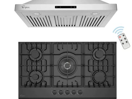 Empava 36 in. 2 Piece Kitchen Package with 36 in. Gas Cooktop and 36 in. Wall Mount Range Hood (EMPV-36GC36RH04) For Discount