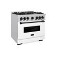 ZLINE Autograph Edition 36 in. 5.2 cu. ft. Classic Dual Fuel Range with 6 Burner Gas Cooktop and Electric Convection Oven in Stainless Steel with White Matte Door and Matte Black Accents (CDRZ-WM-36-MB) Online