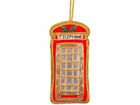 Sass & Belle London Telephone Box Embroidered Christmas Decoration For Discount