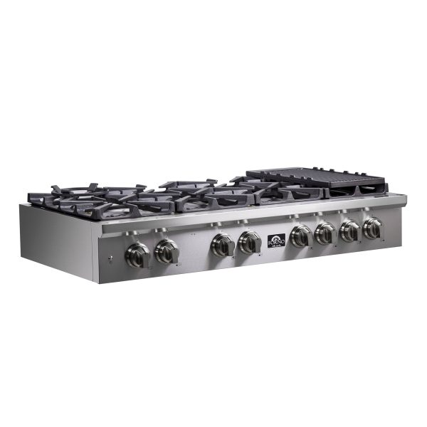 Forno Spezia 48 in. 8 Burner Cooktop with Wok Ring and Griddle in Stainless Steel (FCTGS5751-48) Sale