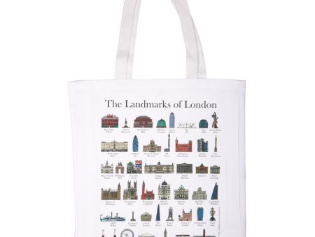 The Landmarks Of London Cotton Canvas Tote Bag Hot on Sale