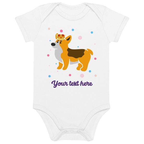 Personalised Custom Text - Baby Bodysuit - London Doodles - Royal Corgi Fashion