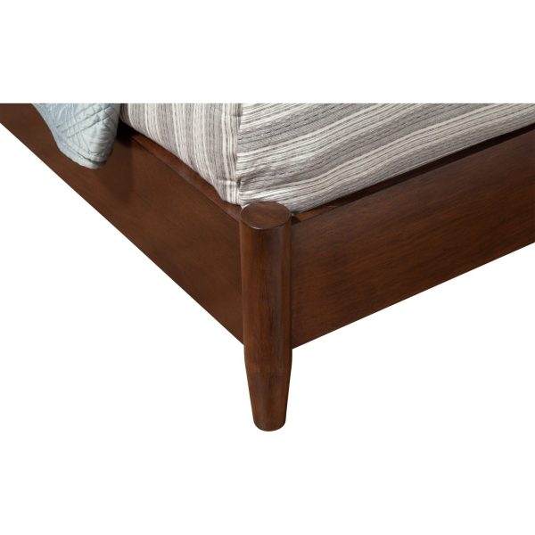 Alpine Flynn Mid Century Modern Queen Panel Bed, Walnut For Sale