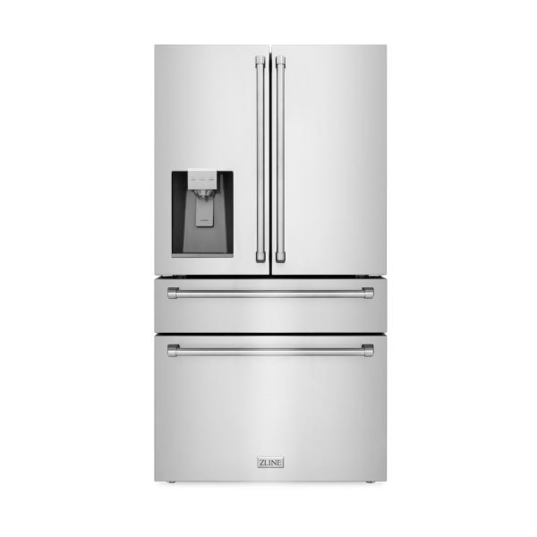 ZLINE Kitchen Package with Water and Ice Dispenser Refrigerator, 48 in. Dual Fuel Range, 48 in. Range Hood, Microwave Drawer, and 24 in. Tall Tub Dishwasher (5KPRW-RARH48-MWDWV) Online Sale