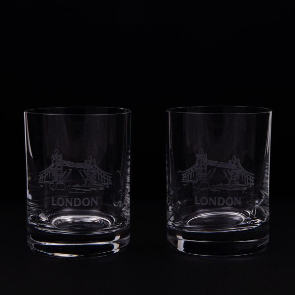 Tower Bridge Round Dram Whisky Glasses Boxed Set Hot on Sale