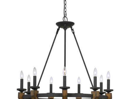 Cal Lighting 60W X 9 Cruz Metal Wood Chandelier Fashion