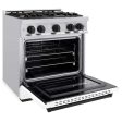 ZLINE Autograph Edition 30 in. 4.2 cu. ft. Classic Gas Range with 4 Burner Cooktop and Convection Gas Oven in Stainless Steel with White Matte Door and Matte Black Accents (CGRZ-WM-30-MB) Online Sale