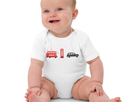 London Doodles - Bus   Phone   Taxi - Organic Cotton Baby Bodysuit For Sale