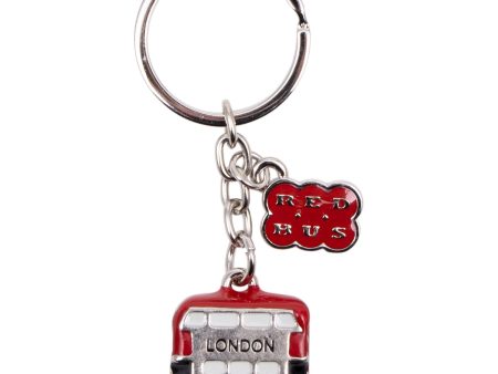 Red Bus Die Cast Charm Keyring For Sale