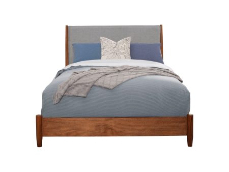 Alpine Flynn Mid Century Modern Two Tone California King Panel Bed, Acorn Grey Cheap