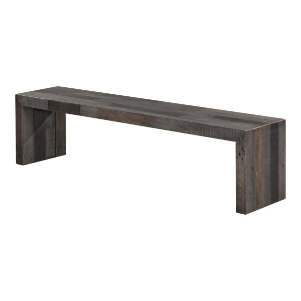 Moe s 71 in. Vintage Dining Bench in Grey Pine Hot on Sale