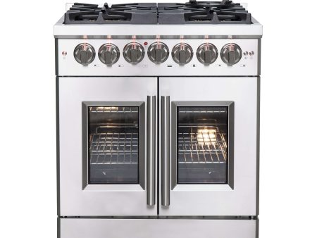 Forno Capriasca 30 in. 4.32 cu. ft. French Door Freestanding Dual Fuel Range with Gas Stove and Electric Oven in Stainless Steel (FFSGS6387-30) on Sale