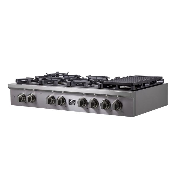 Forno Spezia 48 in. 8 Burner Cooktop with Wok Ring and Griddle in Stainless Steel (FCTGS5751-48) Sale