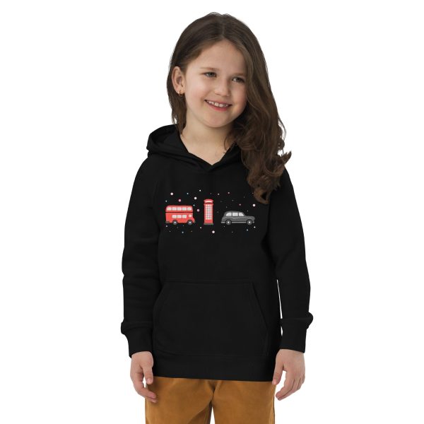 London Doodles - Bus   Phone   Taxi - Kids Eco Hoodie For Sale