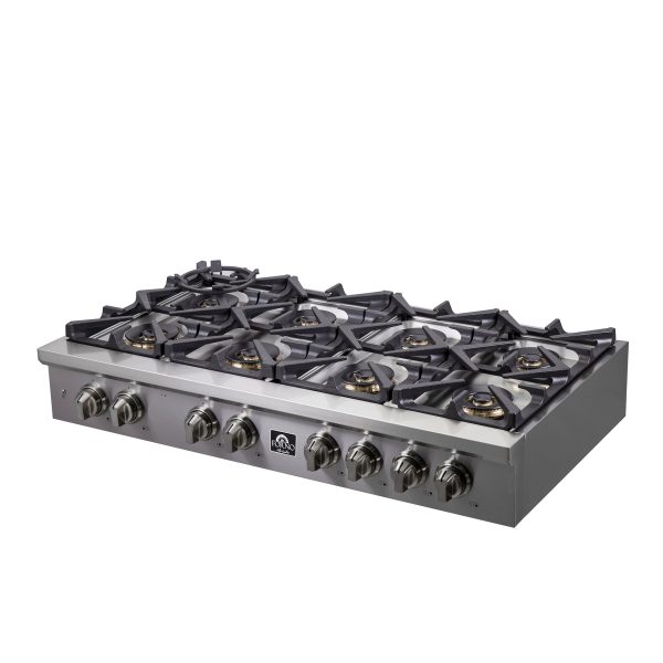 Forno Spezia 48 in. 8 Burner Cooktop with Wok Ring and Griddle in Stainless Steel (FCTGS5751-48) Sale