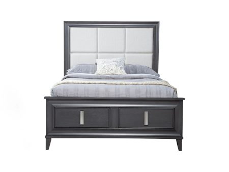 Alpine Lorraine Queen Storage Footboard Platform Bed, Dark Gray Cheap