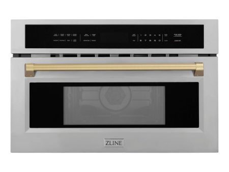 ZLINE Autograph Edition 30 in. 1.6 cu ft. Built-in Convection Microwave Oven in Stainless Steel with Champagne Bronze Accents (MWOZ-30-CB) Online Hot Sale