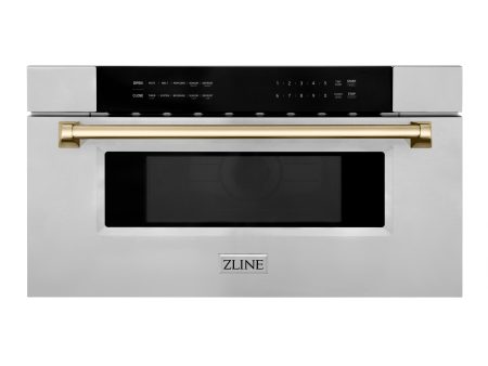 ZLINE Autograph Edition 30 in. 1.2 cu. ft. Built-In Microwave Drawer in Stainless Steel with Polished Gold Accents (MWDZ-30-G) Online now