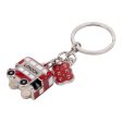 Red Bus Die Cast Charm Keyring For Sale