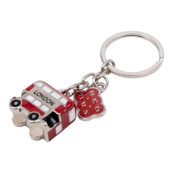 Red Bus Die Cast Charm Keyring For Sale