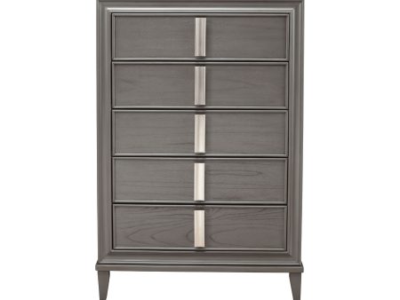 Alpine Lorraine 5 Drawer Chest, Dark Gray Supply