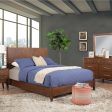 Alpine Flynn Mid Century Modern Queen Panel Bed, Walnut For Sale