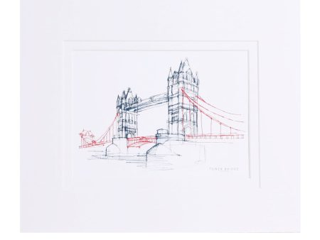 Tower Bridge Line Large Mounted Print Cheap