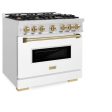 ZLINE Autograph Edition 36 in. 5.2 cu. ft. Classic Gas Range with 6 Burner Cooktop and Convection Gas Oven in DuraSnow® Stainless Steel with White Matte Door and Champagne Bronze Accents (CGRSZ-WM-36-CB) Online