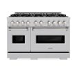 ZLINE 48 in. 6.7 cu. ft. Classic Double Oven Dual Fuel Range with 8 Burner Gas Cooktop in DuraSnow® Stainless Steel (CDRS-48) Discount