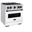 ZLINE Autograph Edition 30 in. 4.2 cu. ft. Classic Gas Range with 4 Burner Cooktop and Convection Gas Oven in Stainless Steel with White Matte Door and Matte Black Accents (CGRZ-WM-30-MB) Online Sale