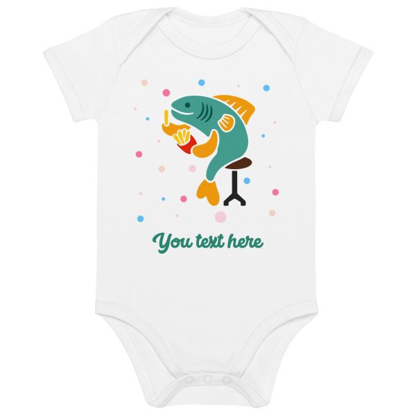 Personalised Custom Text - Baby Bodysuit - London Doodles - Fish & Chips Online Sale