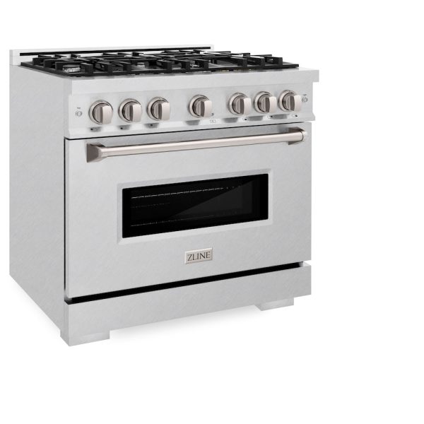 ZLINE 36 in. 5.2 cu. ft. Classic Gas Range with 6 Burner Cooktop and Convection Gas Oven in DuraSnow® Stainless Steel (CGRS-36) on Sale