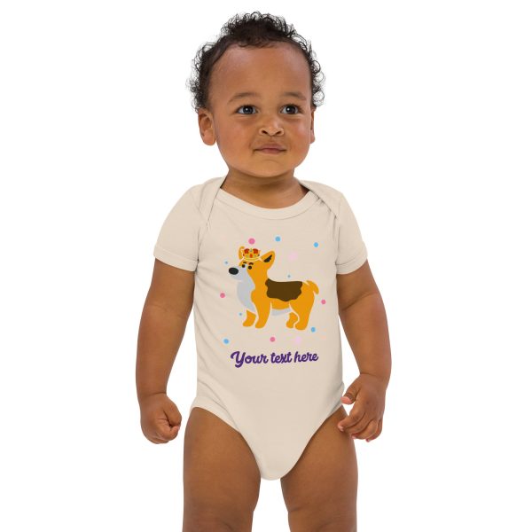 Personalised Custom Text - Baby Bodysuit - London Doodles - Royal Corgi Fashion