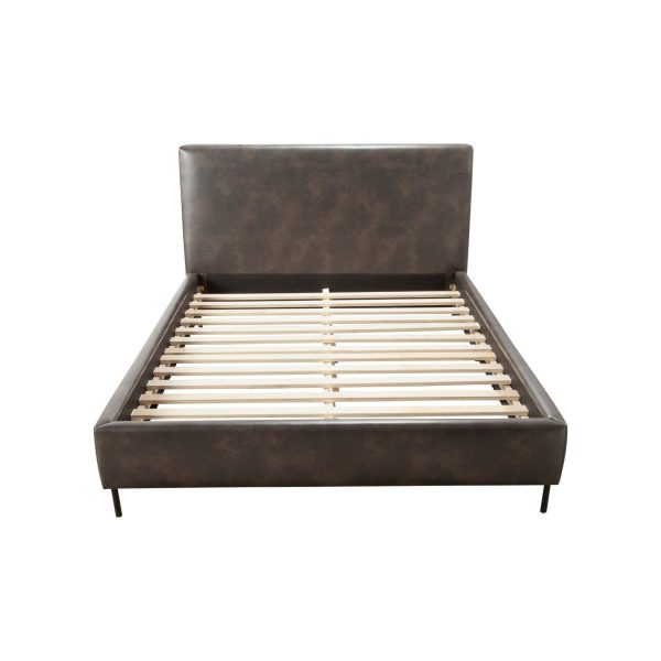 Alpine Sophia Queen Faux Leather Platform Bed, Gray For Discount