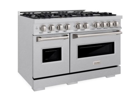 ZLINE 48 in. 6.7 cu. ft. Classic Double Oven Dual Fuel Range with 8 Burner Gas Cooktop in DuraSnow® Stainless Steel (CDRS-48) Discount