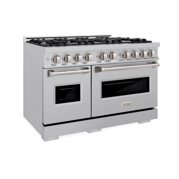 ZLINE 48 in. 6.7 cu. ft. Classic Double Oven Dual Fuel Range with 8 Burner Gas Cooktop in DuraSnow® Stainless Steel (CDRS-48) Discount