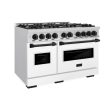 ZLINE Autograph Edition 48 in. 6.7 cu. ft. Classic Double Oven Dual Fuel Range with 8 Burner Gas Cooktop in Stainless Steel with White Matte Door and Matte Black Accents (CDRZ-WM-48-MB) Sale