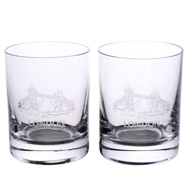 Tower Bridge Round Dram Whisky Glasses Boxed Set Hot on Sale