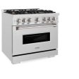 ZLINE 36 in. 5.2 cu. ft. Classic Gas Range with Convection Gas Oven in DuraSnow® Stainless Steel with 6 Brass Burners (CGRS-BR-36) Hot on Sale