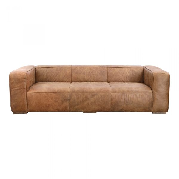 Moe s Bolton Living Collection 101 in. Sofa in Top-Grain Brown Leather Supply