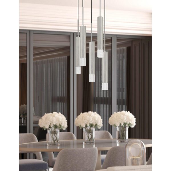 Cal Lighting Troy Integrated Led Dimmable Hexagon Aluminum Casted 5 Lights Pendant With Glass Diffuser Fashion