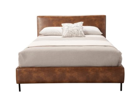 Alpine Sophia Full Faux Leather Platform Bed, Brown Discount