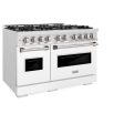 ZLINE 48 in. 6.7 cu. ft. Classic Double Oven Gas Range with 8 Burner Cooktop in DuraSnow® Stainless Steel with White Matte Doors (CGRS-WM-48) For Cheap