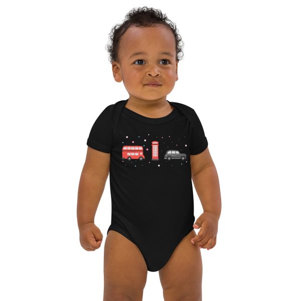 London Doodles - Bus   Phone   Taxi - Organic Cotton Baby Bodysuit For Sale