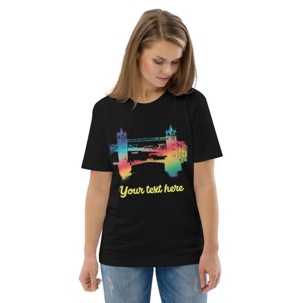 Personalised Custom Text - Tower Bridge Rainbow - Organic Cotton T-Shirt Hot on Sale