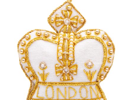 London Royal Crown Stitched Christmas Decoration - Ivory Cheap